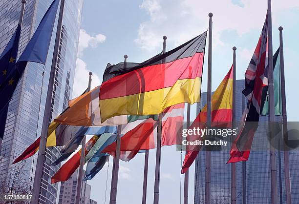 european union flags - european union funds stock pictures, royalty-free photos & images