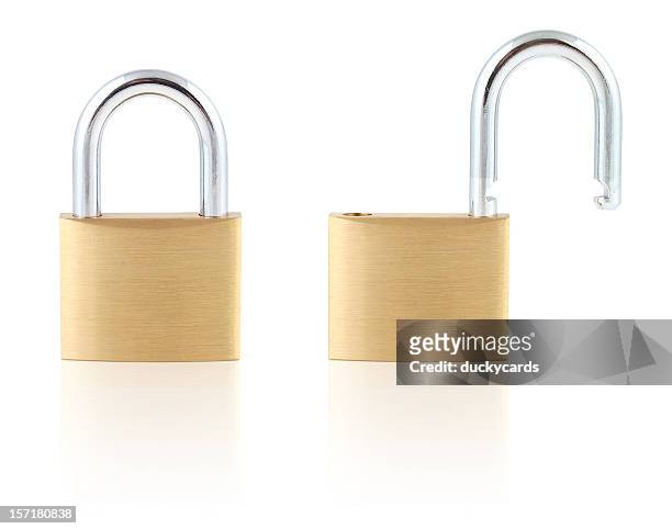 locked and unlocked - padlock stock pictures, royalty-free photos & images