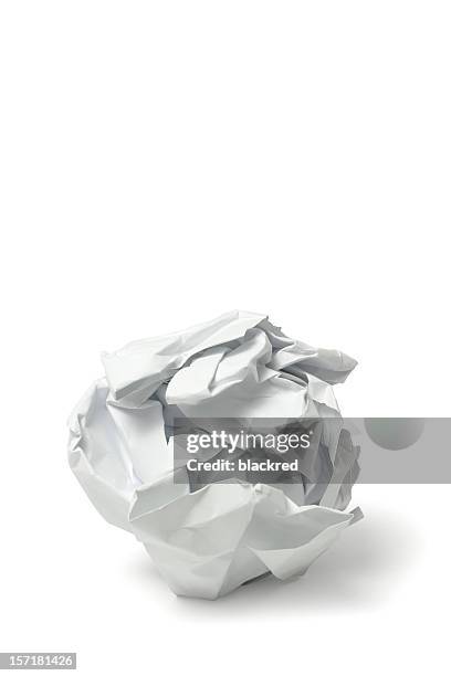 crumbled paper - white sphere stock pictures, royalty-free photos & images