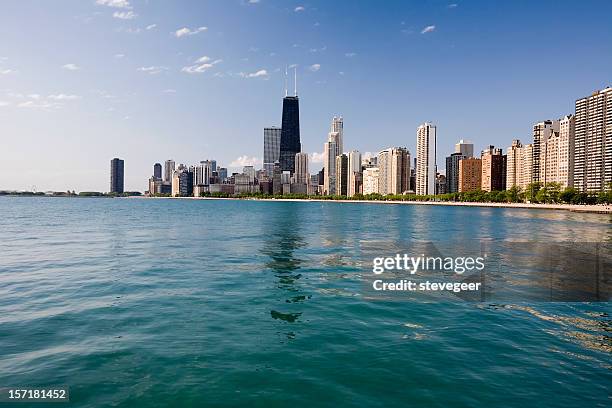 chicago skyline from the lake - gold coast chicago stock pictures, royalty-free photos & images