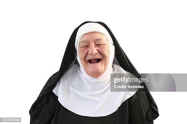 nun series - toothless laugh - nun isolated stock pictures, royalty-free photos & images