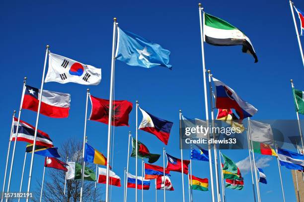 flags around the world - diplomacy stock pictures, royalty-free photos & images
