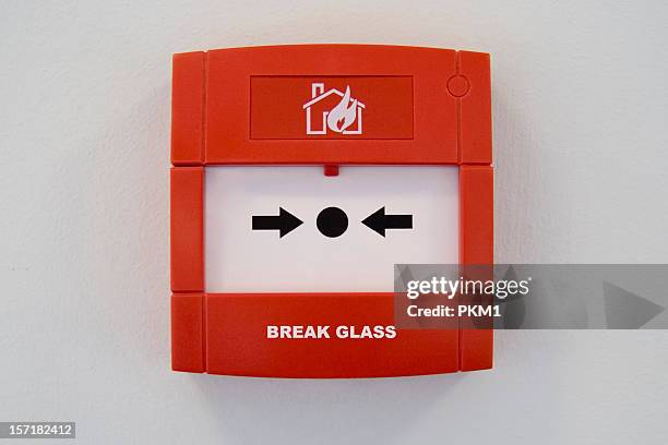 new fire alarm, break glass (with path) - sirene stockfoto's en -beelden