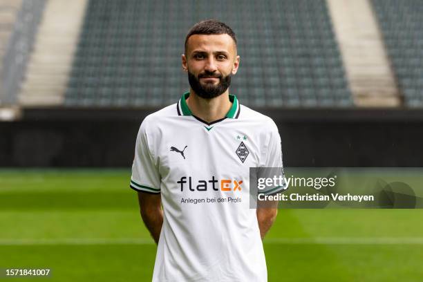 Franck Honorat pose during the Team Presentation of Borussia Moenchengladbach at Borussia-Park on August 02, 2023 in Moenchengladbach, Germany.
