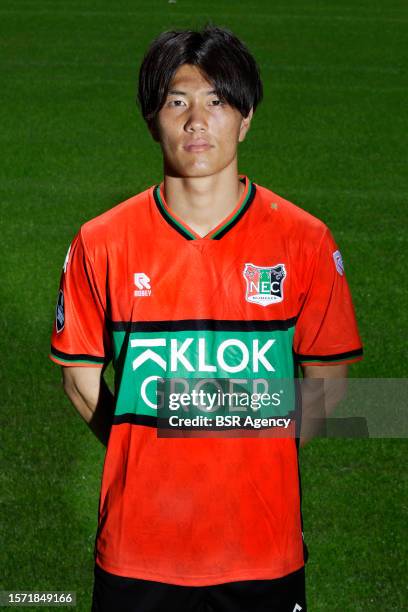 Koki Ogawa during an photocall of team NEC Nijmegen on July 7, 2023 in Nijmegen, Netherlands.