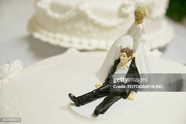 wedding cake top - wedding cake figurine stock pictures, royalty-free photos & images