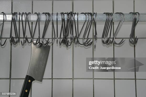 butcher`s axe - slaughterhouse stock pictures, royalty-free photos & images