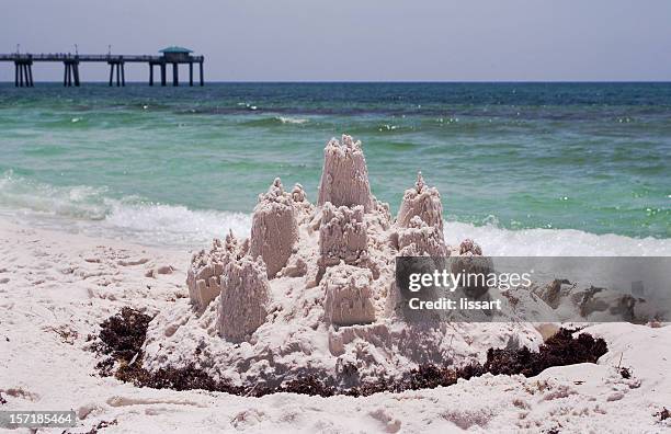 sand castle at emerald beach - sand sculpture stock pictures, royalty-free photos & images