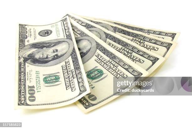 five hundred dollars - 100 bills stock pictures, royalty-free photos & images