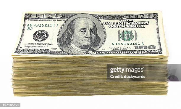 huge stack of cash - 100 bills stock pictures, royalty-free photos & images