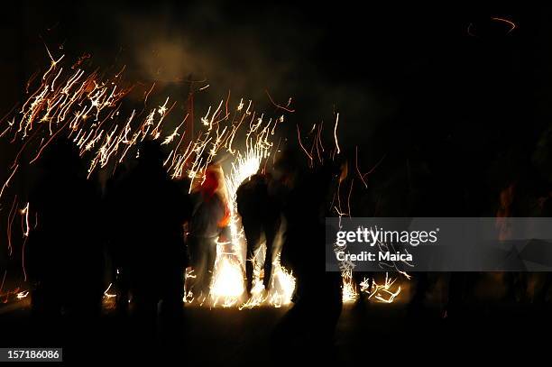 walk of the damned - correfoc stock pictures, royalty-free photos & images