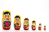 Russian matryoshka dolls in different sizes