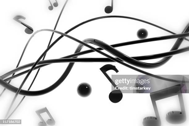 3d rendered musical note background - 3d music notes stock pictures, royalty-free photos & images