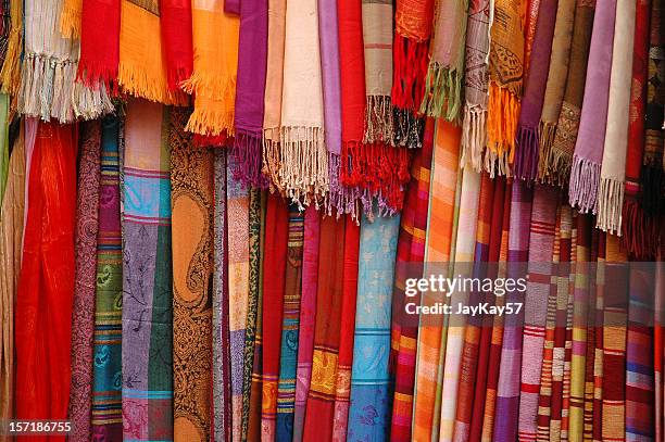 colorful fabrics - african textiles stockfoto's en -beelden