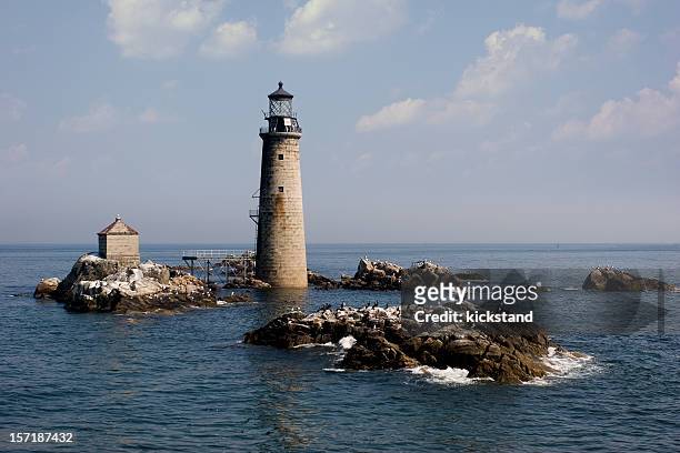 graves light, boston harbor - boston harbour stock pictures, royalty-free photos & images