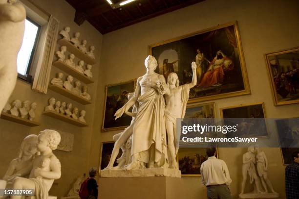 gallery in the accademia, florence, italy - renaissance stock pictures, royalty-free photos & images