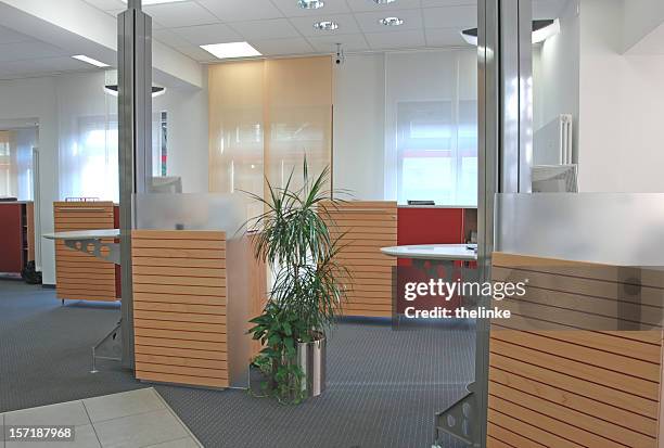 modern bank counters with wooden accents - inside bank stock pictures, royalty-free photos & images