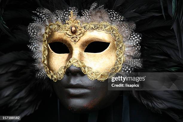 carnival mask: golden black beauty - italian carnival stock pictures, royalty-free photos & images