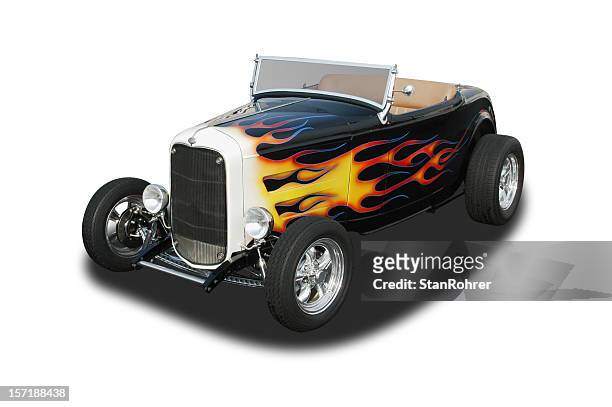 auto car - 1932 ford roadster hot rod - hot rod car stock pictures, royalty-free photos & images