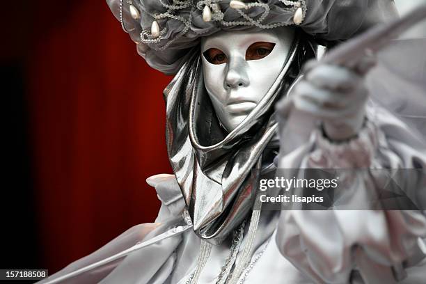 carnival mask:silver - opera mask stockfoto's en -beelden