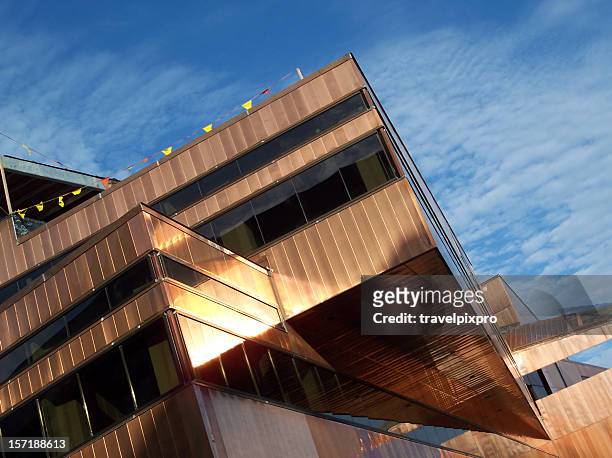 copper exterior of austin city hall - town hall building stock pictures, royalty-free photos & images