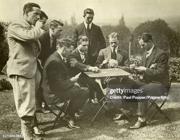 Bolton Wanderers players pass the time by playing cards as they relax at a hotel in Harrow before their Wembley FA Cup final appearance against West...