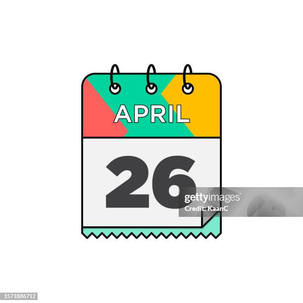 april - daily calendar icon in flat design style stock illustration - 12 17 months 幅插畫檔、美工圖案、卡通及圖標