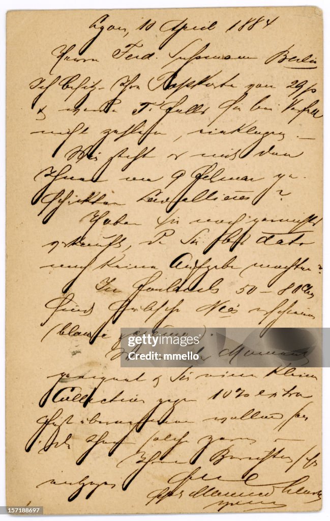 Antiken französischen Buchstabe Handschrift alte Postkarte
