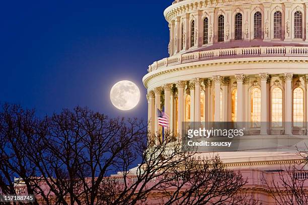 capitol moonrise - capitol building washington dc night stock pictures, royalty-free photos & images