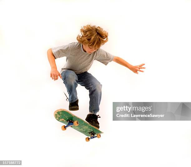 giovane skater - child isolated foto e immagini stock