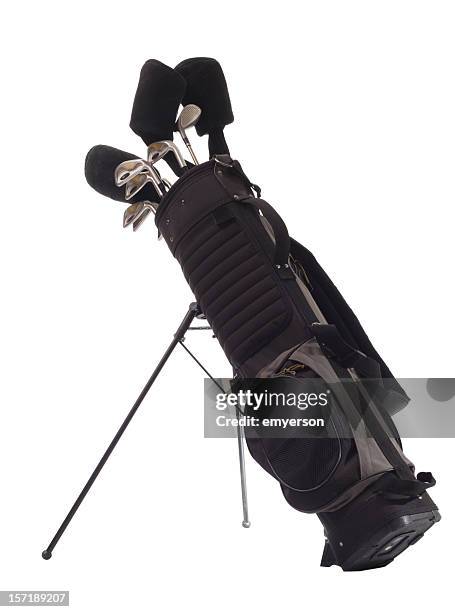 all black golf bag with golf clubs inside - golf bag stock pictures, royalty-free photos & images