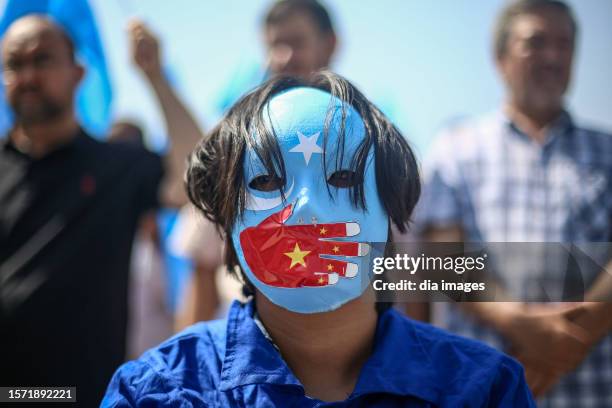 Wang Yi, who made his first visit to Turkey as Chinese Foreign Minister, was protested by the Uyghur Turks on July 26, 2023 in Istanbul, Turkey....