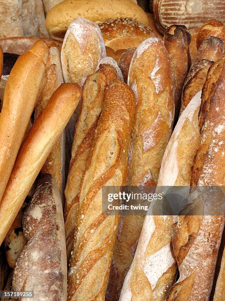 french baguettes! - baguette stock pictures, royalty-free photos & images