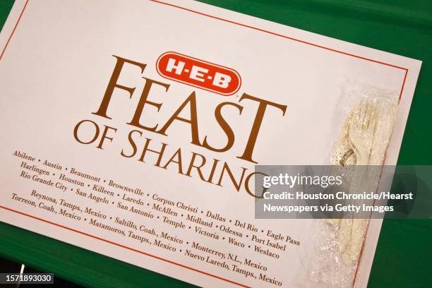 Placemat at the 2011 H-E-B 6th Annual Feast of Sharing dinner at the George R. Brown Convention Center, Sunday, Dec. 11 in Houston. Hundreds of H-E-B...