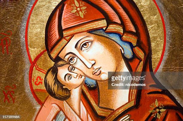 icona del di madonna con il bambino - mary foto e immagini stock