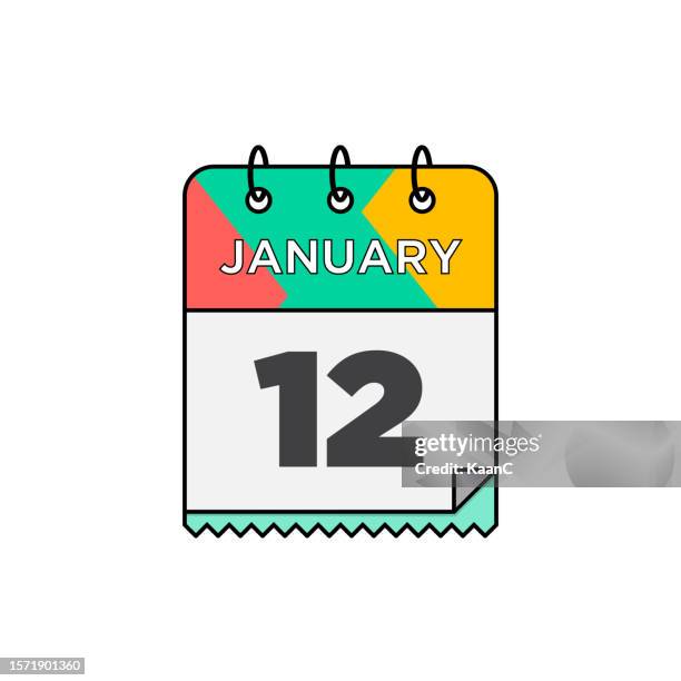 january - daily calendar icon in flat design style stock illustration - 12 17 months stock illustrations