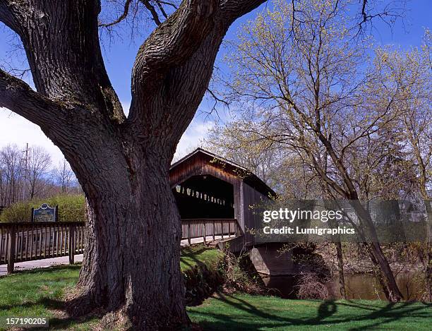 ada covered bridge i - grand rapids michigan stock pictures, royalty-free photos & images