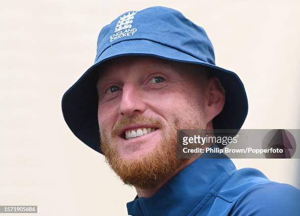 Ben Stokes of England in a press conference before the 5th Test between England and Australia at The Kia Oval on July 26, 2023 in London, England.