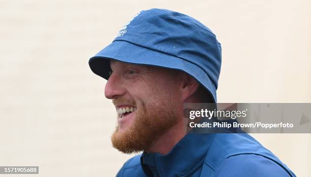 Ben Stokes of England in a press conference before the 5th Test between England and Australia at The Kia Oval on July 26, 2023 in London, England.