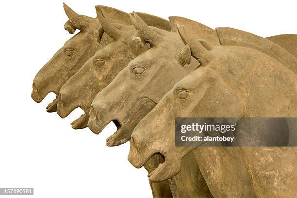 four horseheads from the xian terracotta warriors tomb - mausoleum of the first qin emperor stock pictures, royalty-free photos & images