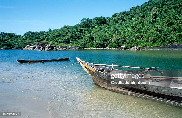 two fishing boats moored at shore, palolem beach, goa, india - palolem beach stock pictures, royalty-free photos & images