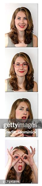 spaß in einem passbildautomat - passfoto stock-fotos und bilder