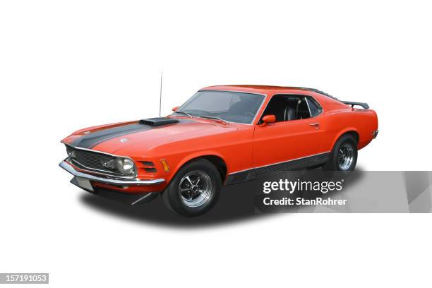 auto car - 1970 ford mustang mach 1 - 1970s muscle cars stock pictures, royalty-free photos & images