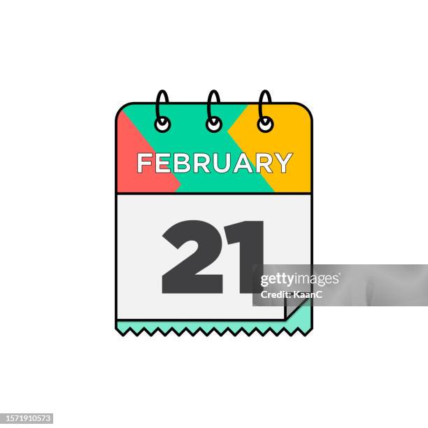 februar - tageskalender-symbol im flachen design-stil stock-illustration - 12 17 months stock-grafiken, -clipart, -cartoons und -symbole