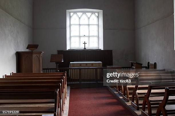 welsh country church interior - pulpit stock pictures, royalty-free photos & images