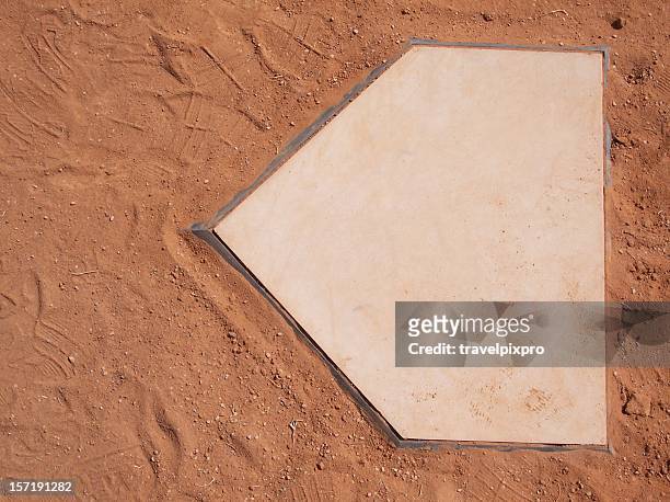 baseball home plate - infield stockfoto's en -beelden