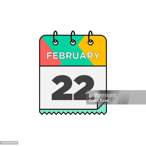february - daily calendar icon in flat design style stock illustration - 12 17 months 幅插畫檔、美工圖案、卡通及圖標
