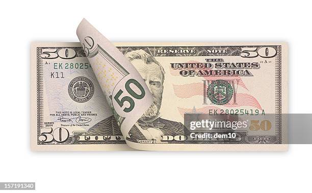 fifty dollars (isolated) - 50 dollar bill stock pictures, royalty-free photos & images