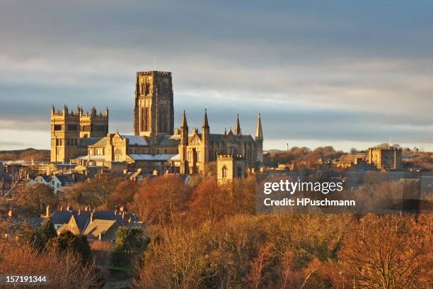 cattedrale e castello di durham in inverno - durham foto e immagini stock