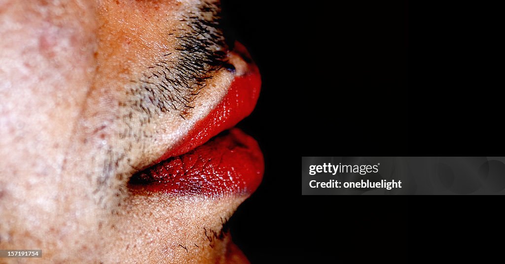 Rote Lippenstift mit Lippen Mann's